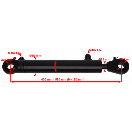 POLSKI SIŁOWNIK HYDRAULICZNY WSPOMAGANIA URSUS SKOK 190 L= 400 SKRAW-MET